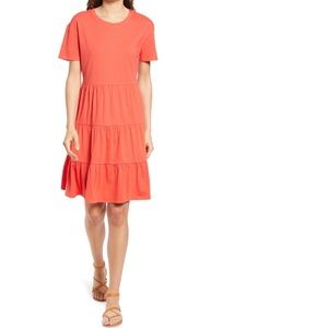 EUC Treasure & Bond Tiered Tshirt Dress from Nordstrom. Color is tomato red.